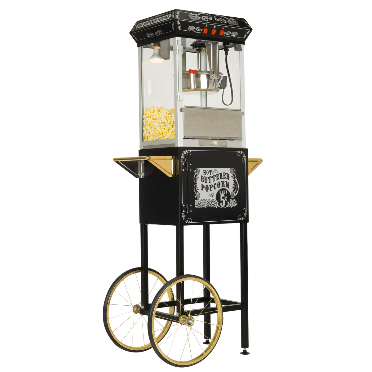FunTime FT862CBG 8oz Black Popcorn Popper Machine Maker Cart Vintage S –  MaxTool