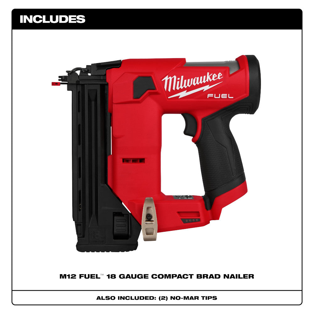 Milwaukee 2541-20 M12 FUEL 12V 18 Gauge Compact Brad Nailer - Bare