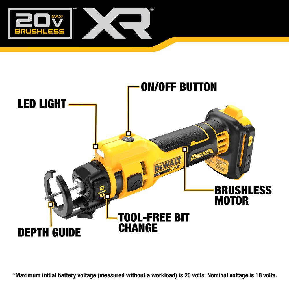 Fast Drywall Cutter DeWALT DCE555B 20V MAX XR Brushless Drywall Cut Out Tool - Bare Tool ...
