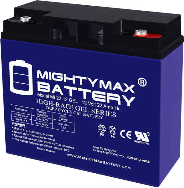 Mighty Max ML22-12GEL 12V 22 AH GEL Rechargeable Maintenance Free