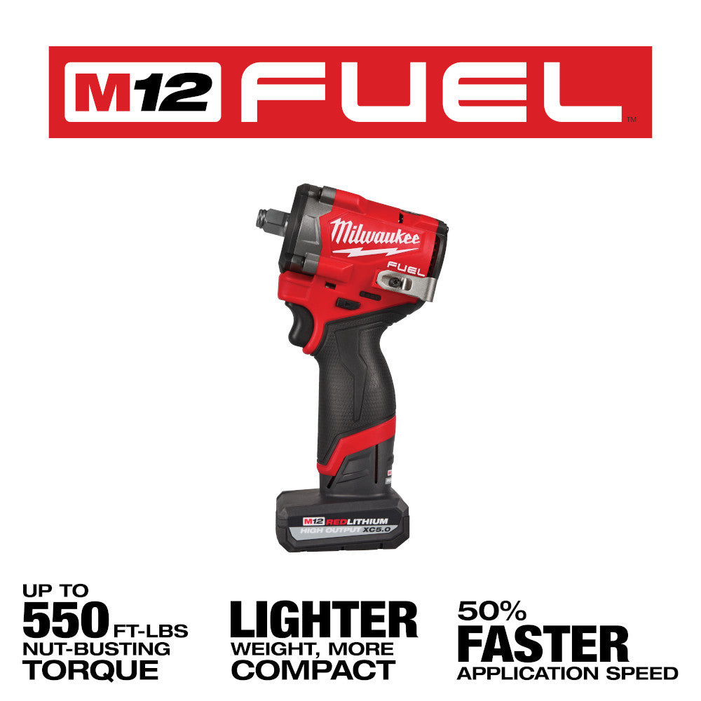 Milwaukee M12 FUEL 12V Lithium-Ion Brushless Cordless Stubby 1/2 In - Foto 5