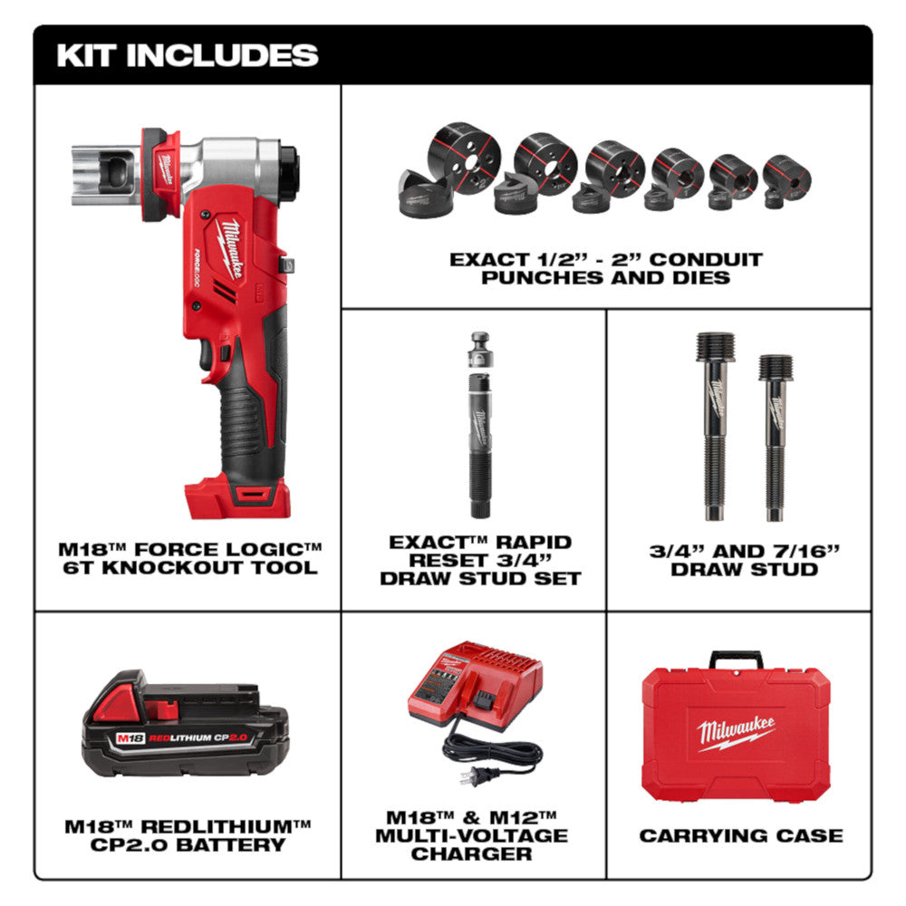 Milwaukee 2677-21 M18 18V FORCE LOGIC 6T Knockout Tool Kit w/ 1/2