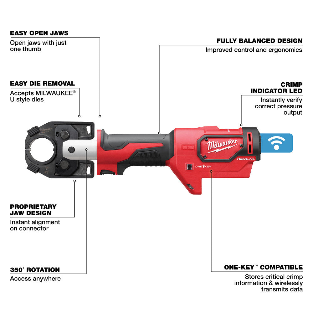 Milwaukee 2679-20 M18 18V FORCE LOGIC 600 MCM Cordless Crimper