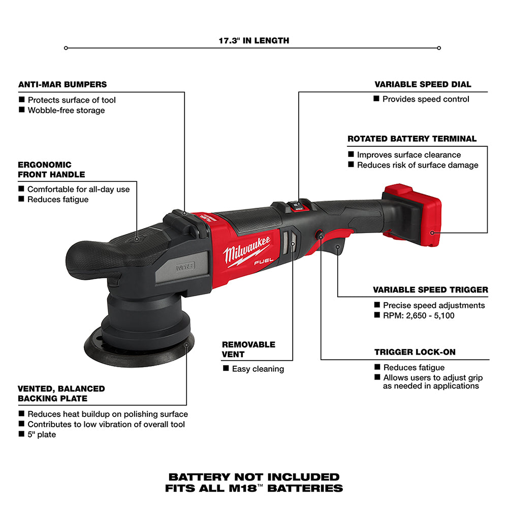 Milwaukee 2684-20 M18 FUEL™ 15mm Random Orbital Polisher Tool Only Milwaukee 2684-20 M18 FUEL™ 15mm Random Orbital Polisher Tool Only