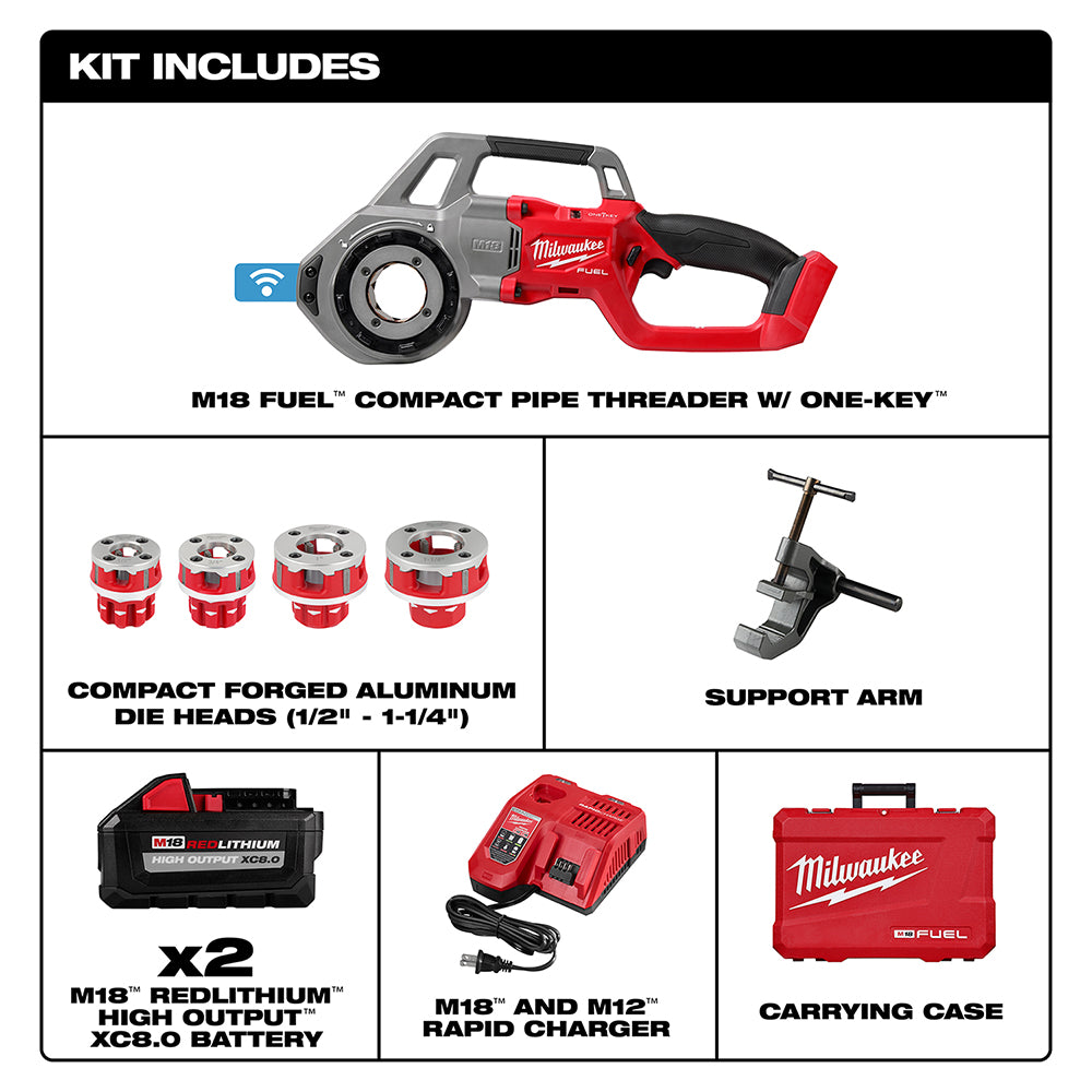 Milwaukee 2870-82 M18 FUEL 18V Compact Pipe Threader Kit w/ ONE