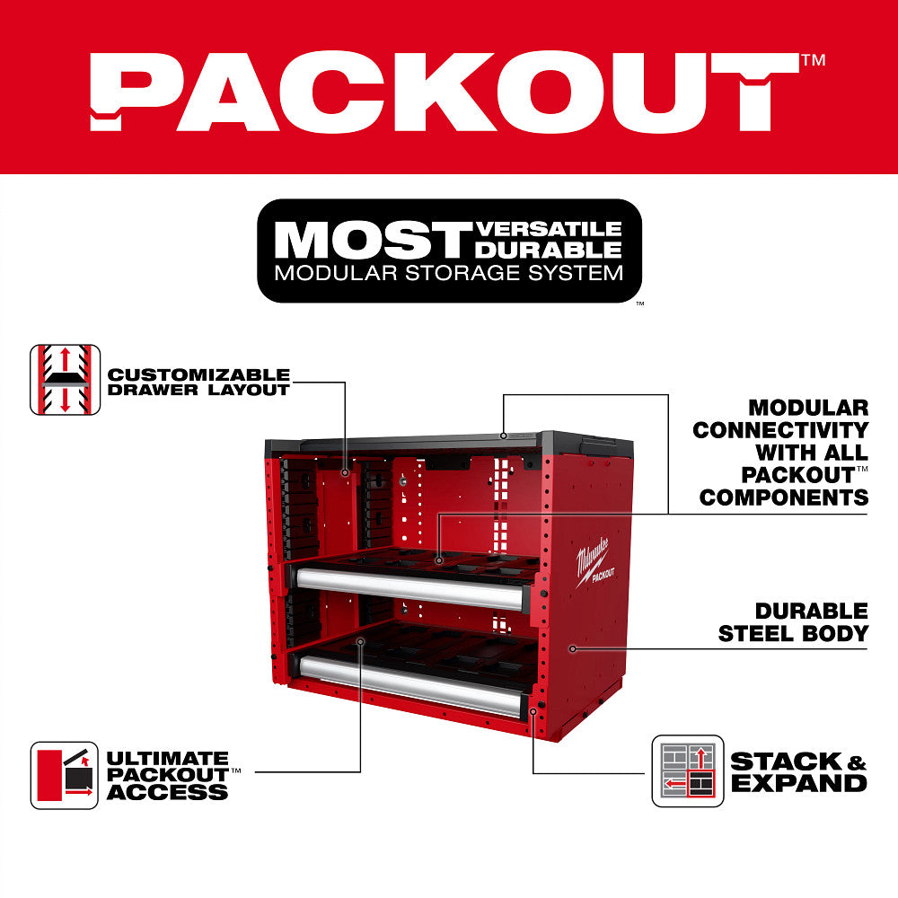 Milwaukee 48-21-8000 PACKOUT Modular Storage System Rack w/ Sliding Dr ...