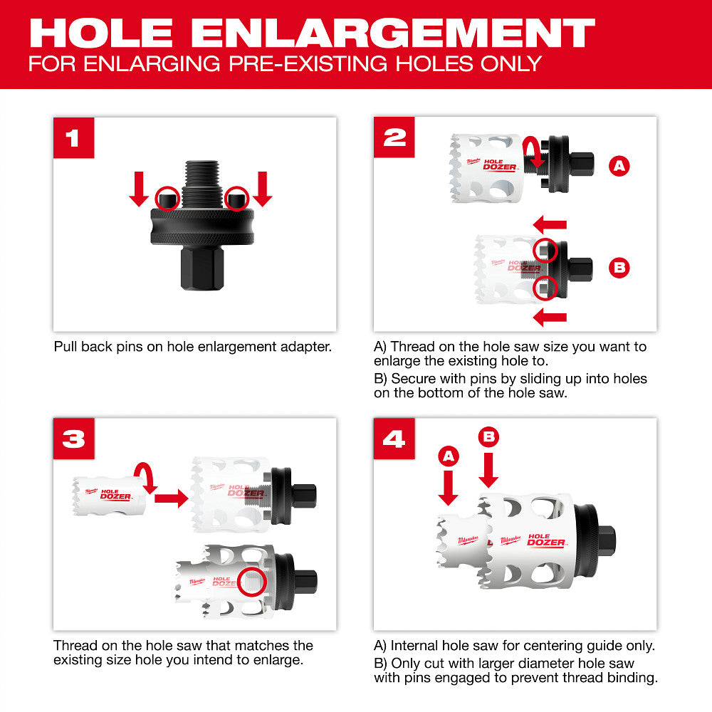 Milwaukee 49-56-7576 Hole Enlargement Thread Adapter for QUIK-LOK
