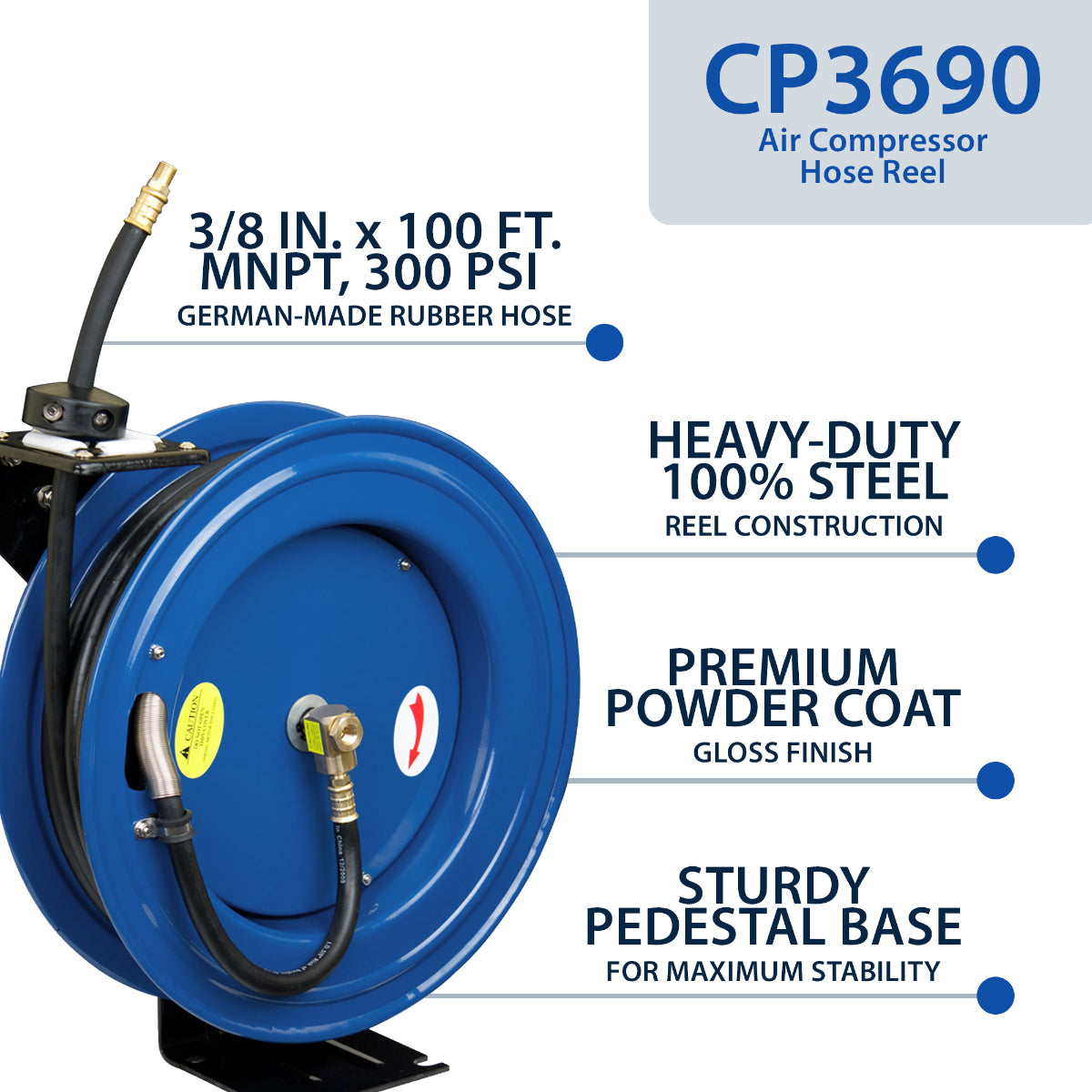 Cyclone Pneumatic CP3690 3/8 x 100' Retractable Air Compressor Rubber –  MaxTool