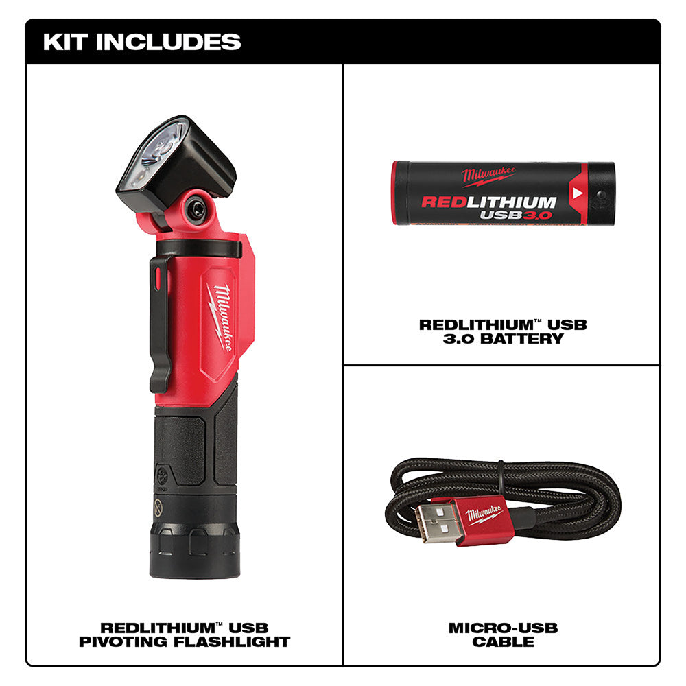 Milwaukee 2113-21 500-Lumen Redlithium USB Rechargeable Pivoting Flashlight Milwaukee 2113-21 500-Lumen Redlithium USB Rechargeable Pivoting Flashlight