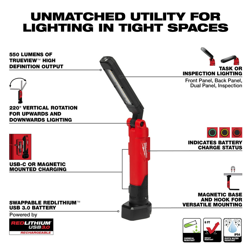 Milwaukee 2128-22 REDLITHIUM USB Stick Light w/ Magnet & Charging