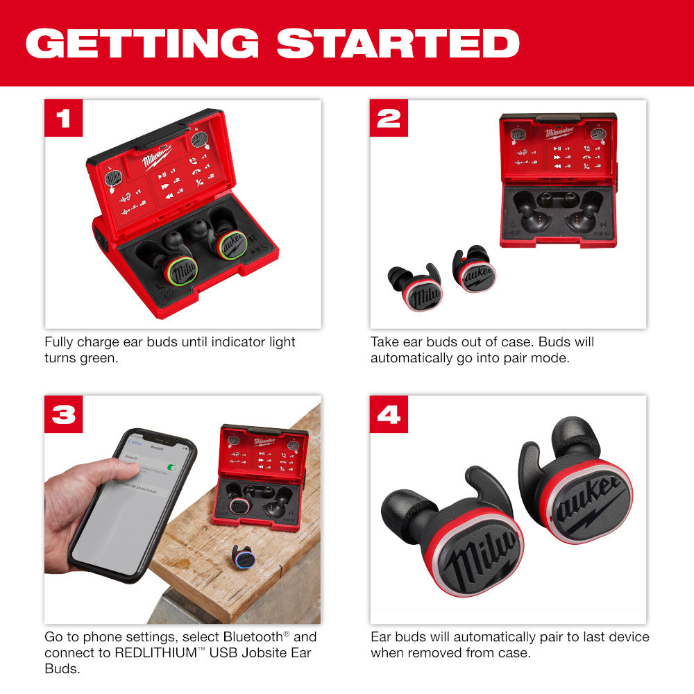 Milwaukee 2191-21 REDLITHIUM USB Bluetooth Jobsite Ear Buds – MaxTool