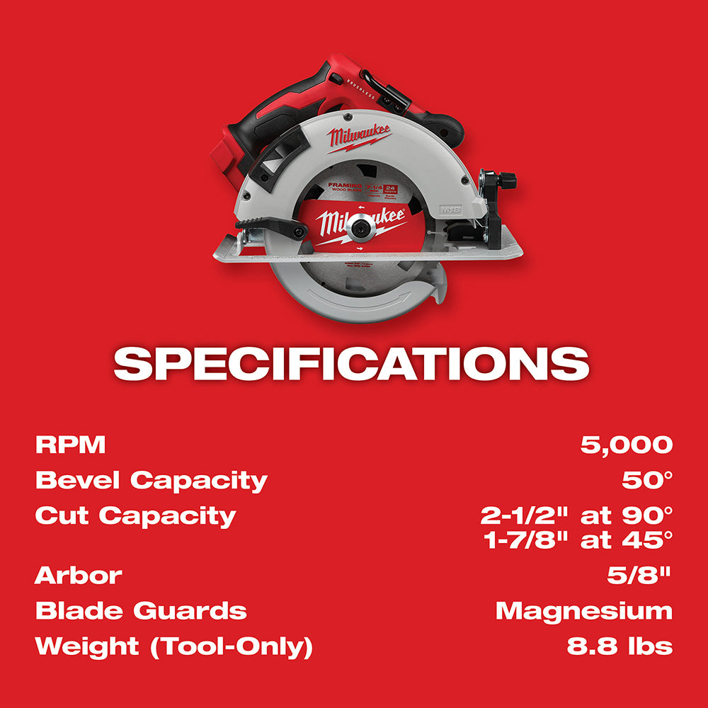 Milwaukee 2631-20 M18 18V 7-1/4-Inch Brushless Circular Saw - Bare