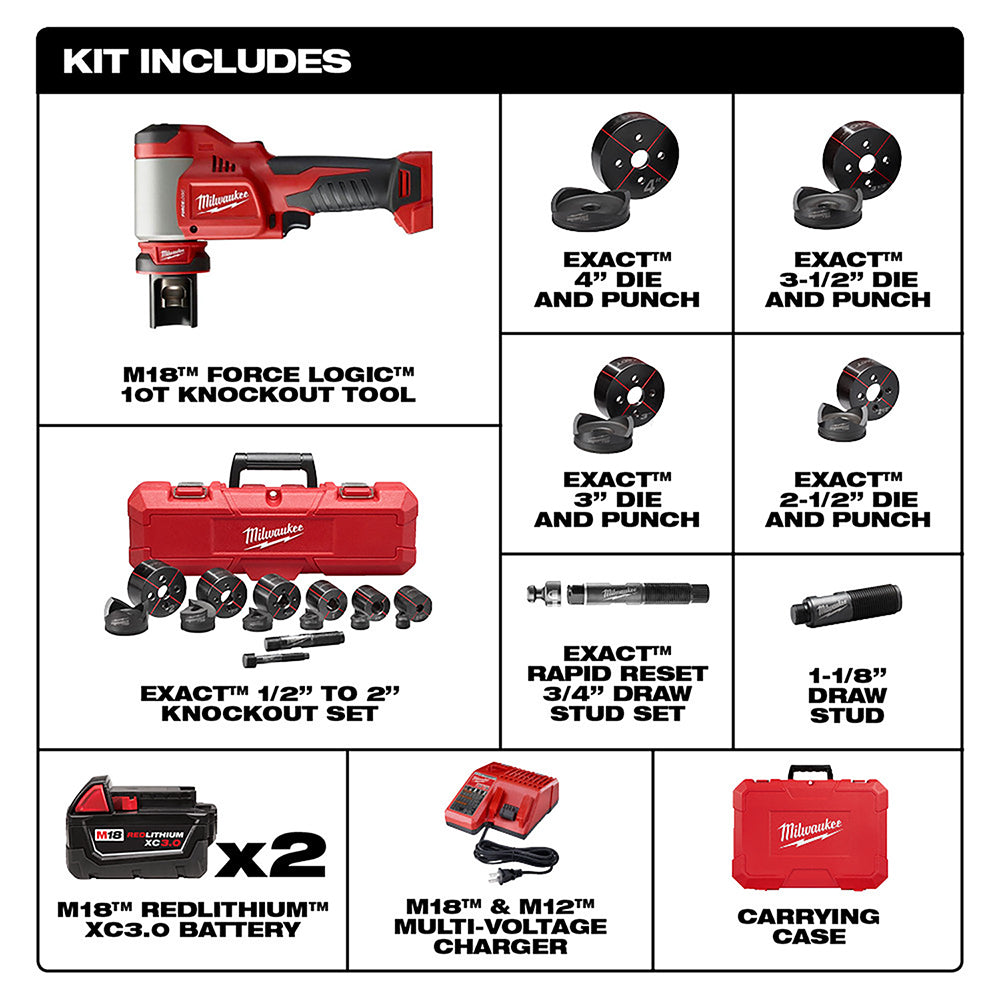 Milwaukee 2676-23 M18 18V 10 Ton Knockout Tool Kit 1/2