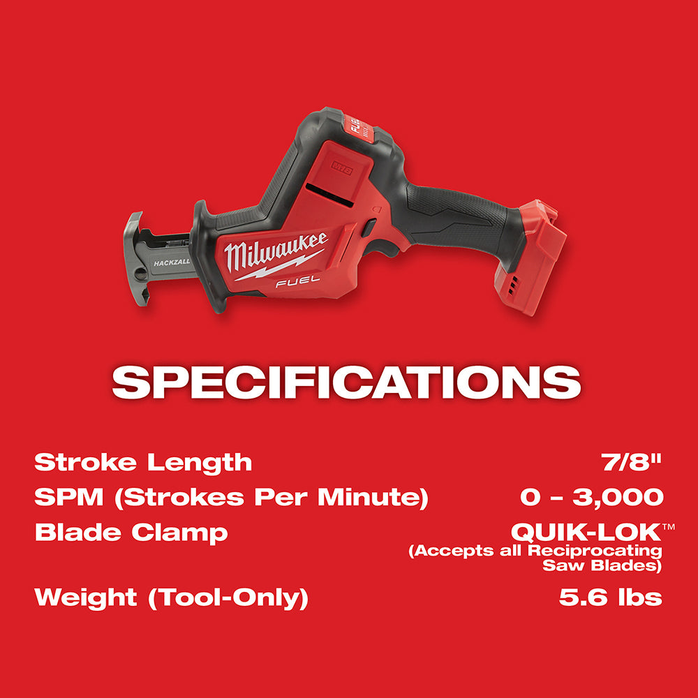Milwaukee 2719-20 M18 FUEL 18V 7/8-Inch Cordless Hackzall - Bare