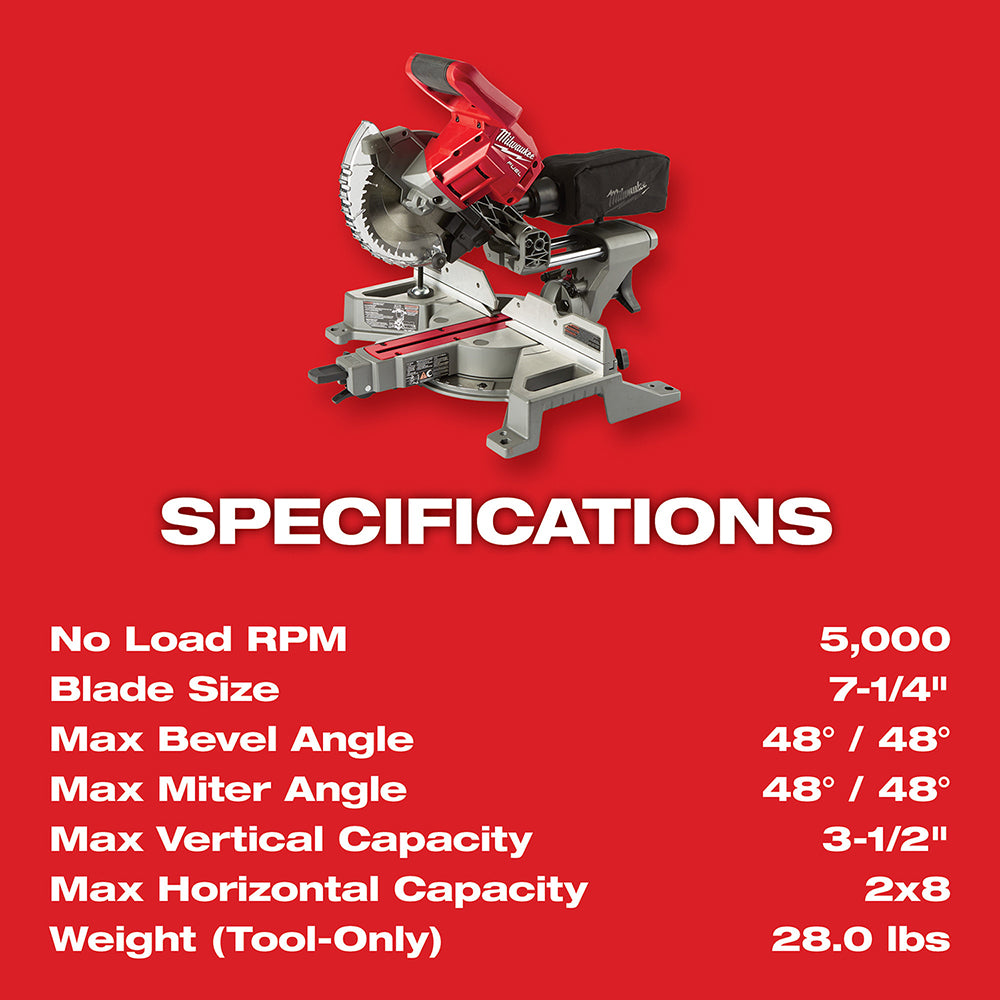 Milwaukee 2733-21 M18 FUEL 18V 7-1/4-Inch Dual Bevel Sliding Miter