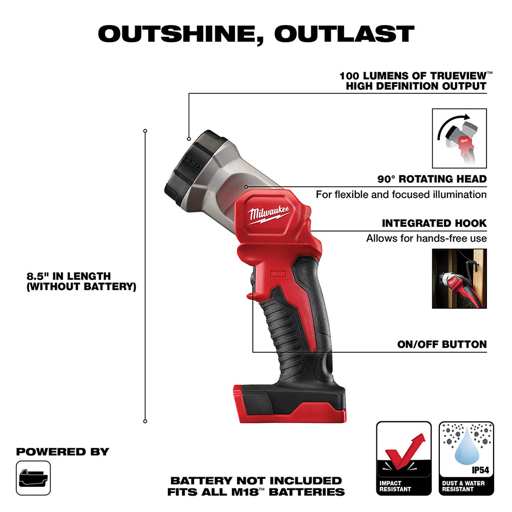 milwaukee cordless flashlight 73mm lens 2735-20 M18 18V Led Work Light Category_Crankbaits CHICAGO 