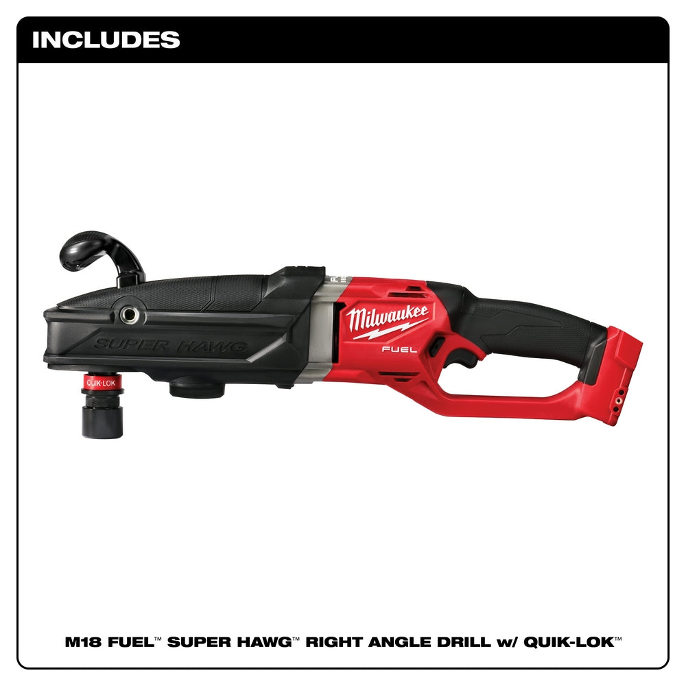 Milwaukee 2811-20 M18 FUEL 18V Super Hawg Right Angle Drill Quik