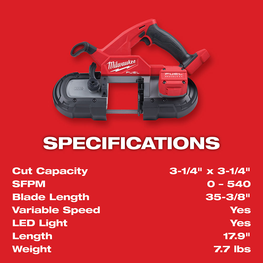 Milwaukee 2829-20 M18 FUEL 18V Compact Band Saw w/ M18 FUEL