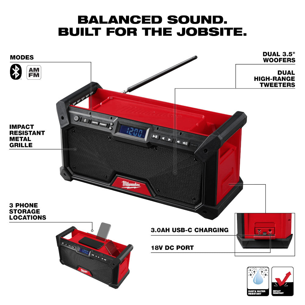 Radio da cantiere MILWAUKEE M12 RCDAB - DAB & Bluetooth Radio da cantiere MILWAUKEE M12 RCDAB - DAB & Bluetooth
