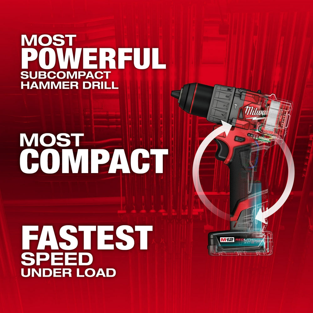 milwaukee 14.4 flashlight and drill Milwaukee 3404-22 M12 FUEL 12V 1/2" Cordless Li-Ion Hammer Drill/Drive – MaxTool