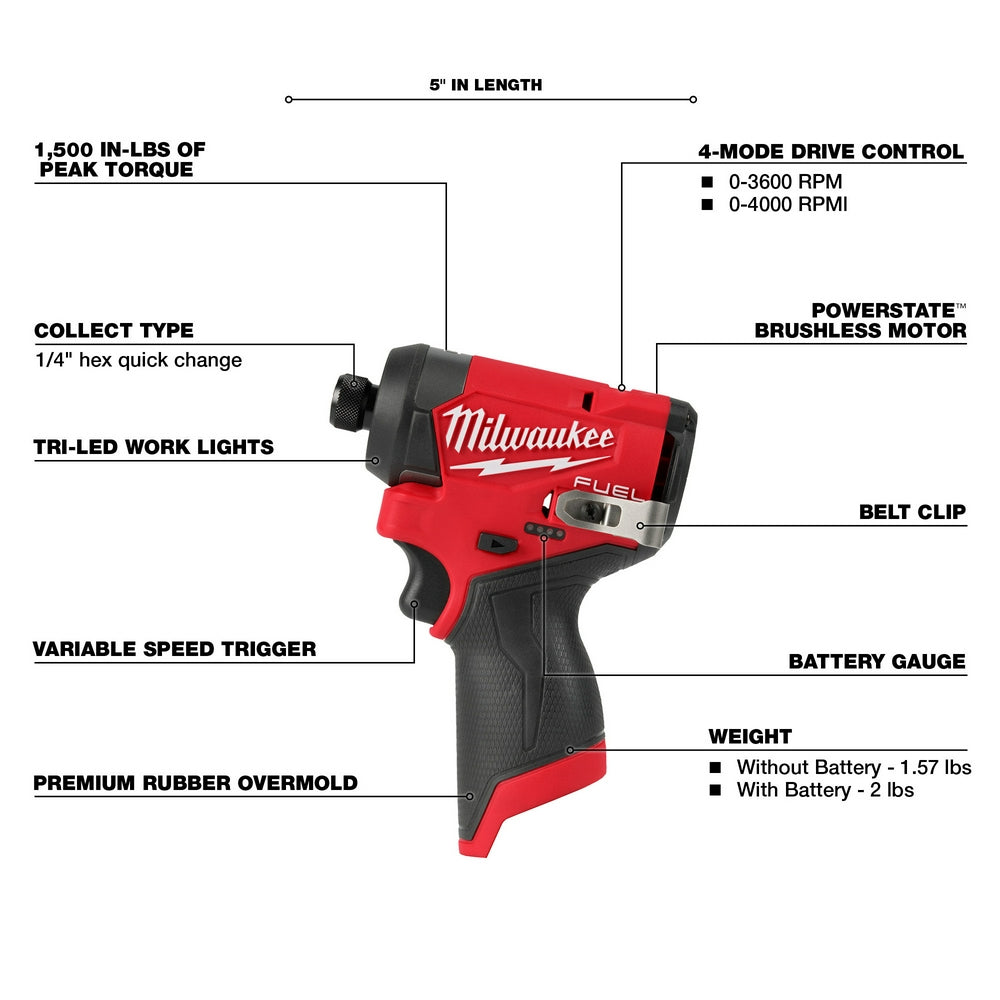 Hex Impact Milwaukee 12 Volt Fuel Impact Driver Milwaukee 3453-20
