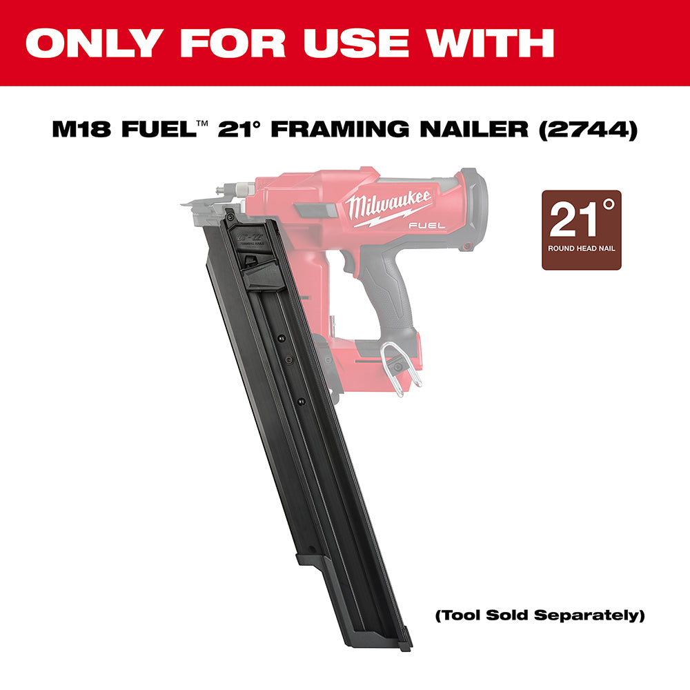Milwaukee 48-08-2744 M18 FUEL 21 Degree Framing Nailer Extended