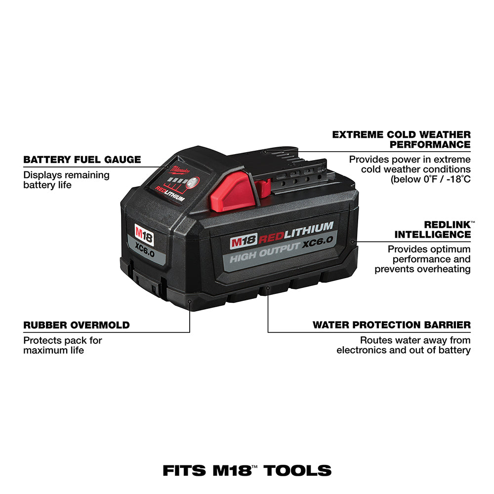 milwaukee 18 volt flashlights and batteries Milwaukee 48-11-1865 M18 FUEL 18V 6.0-Amp Lithium-Ion High Output Batt – MaxTool