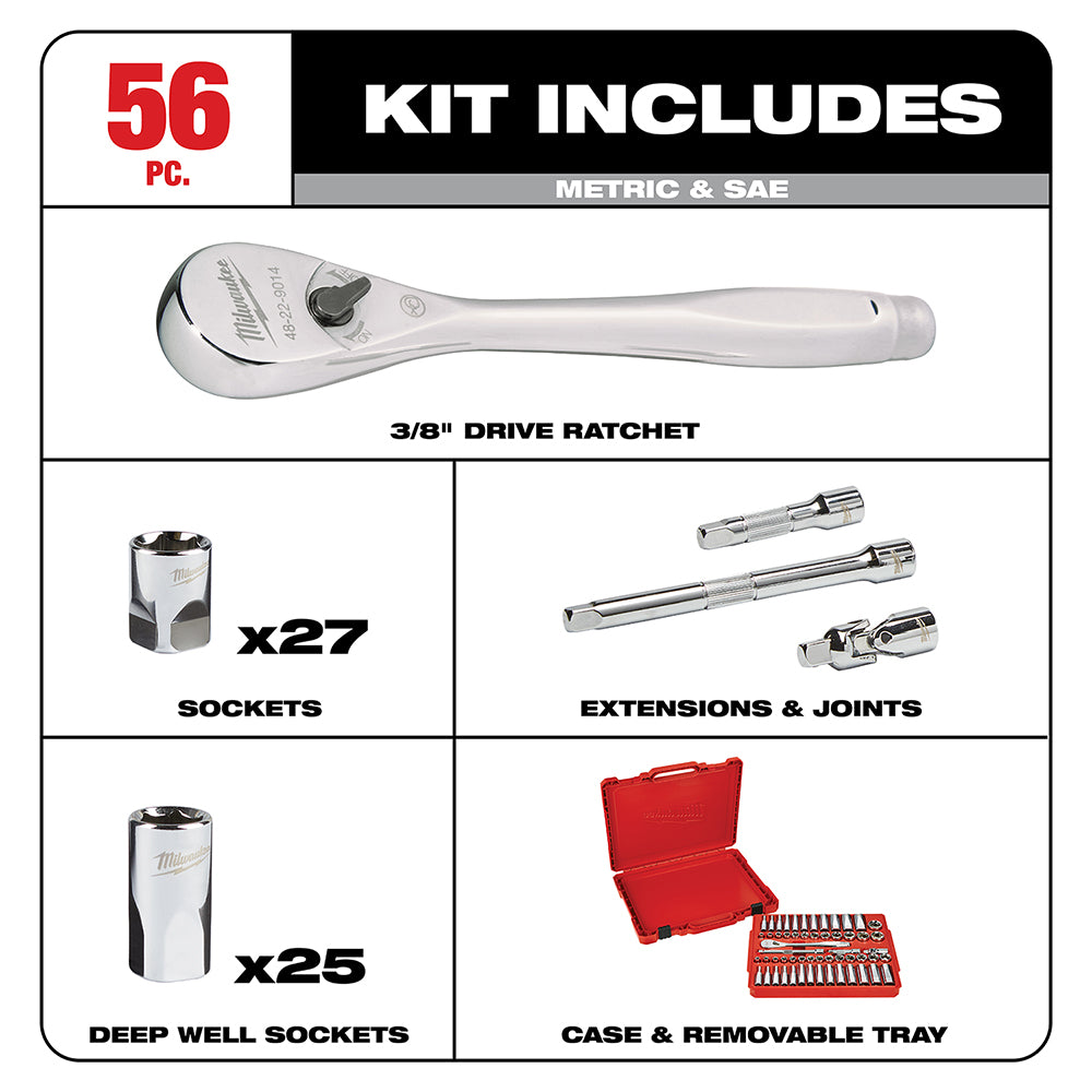 Milwaukee 48-22-9008 3/8-Inch Drive SAE and Metric Ratchet and