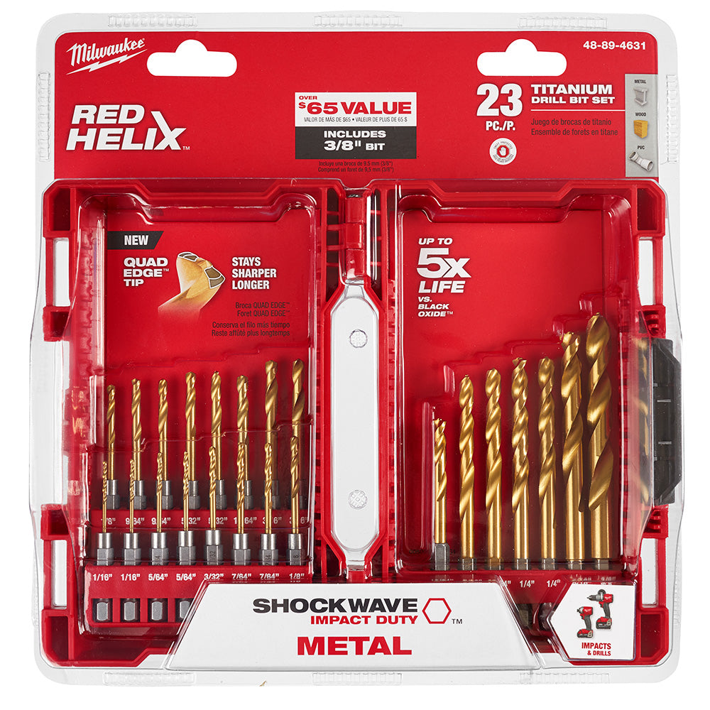 Milwaukee 48-89-4631 SHOCKWAVE RED HELIX Titanium Drill Bit Set