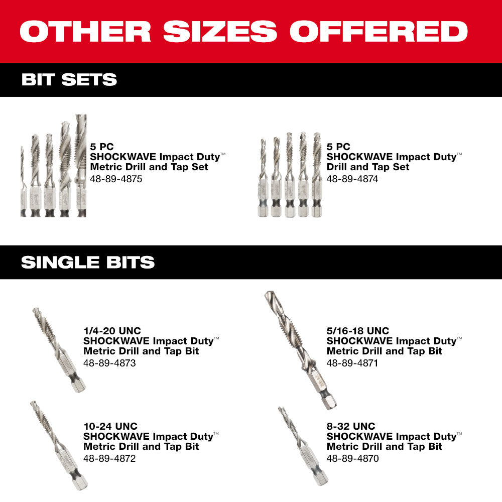 Milwaukee 48-89-4875 Metric SHOCKWAVE Impact Drill and Tap Bit Set