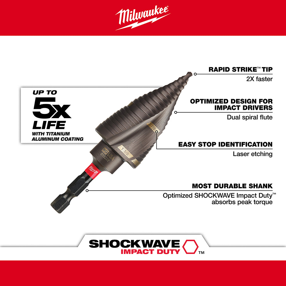Milwaukee 48-89-9257 Titanium SHOCKWAVE Impact Duty Step Bit Kit 3