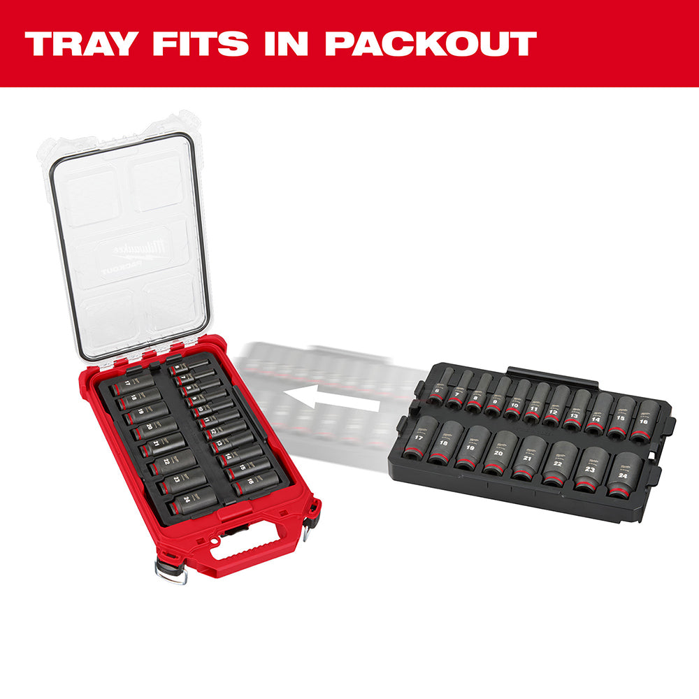 Milwaukee 49-66-6816 SHOCKWAVE 3/8” Impact Duty Socket MM TRAY Set