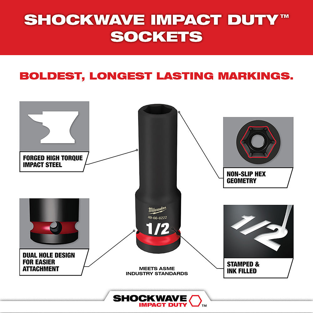 Amy13スニペットとタグセット Milwaukee 49-66-6819 SHOCKWAVE 1/2” Impact Duty Socket SAE TRAY