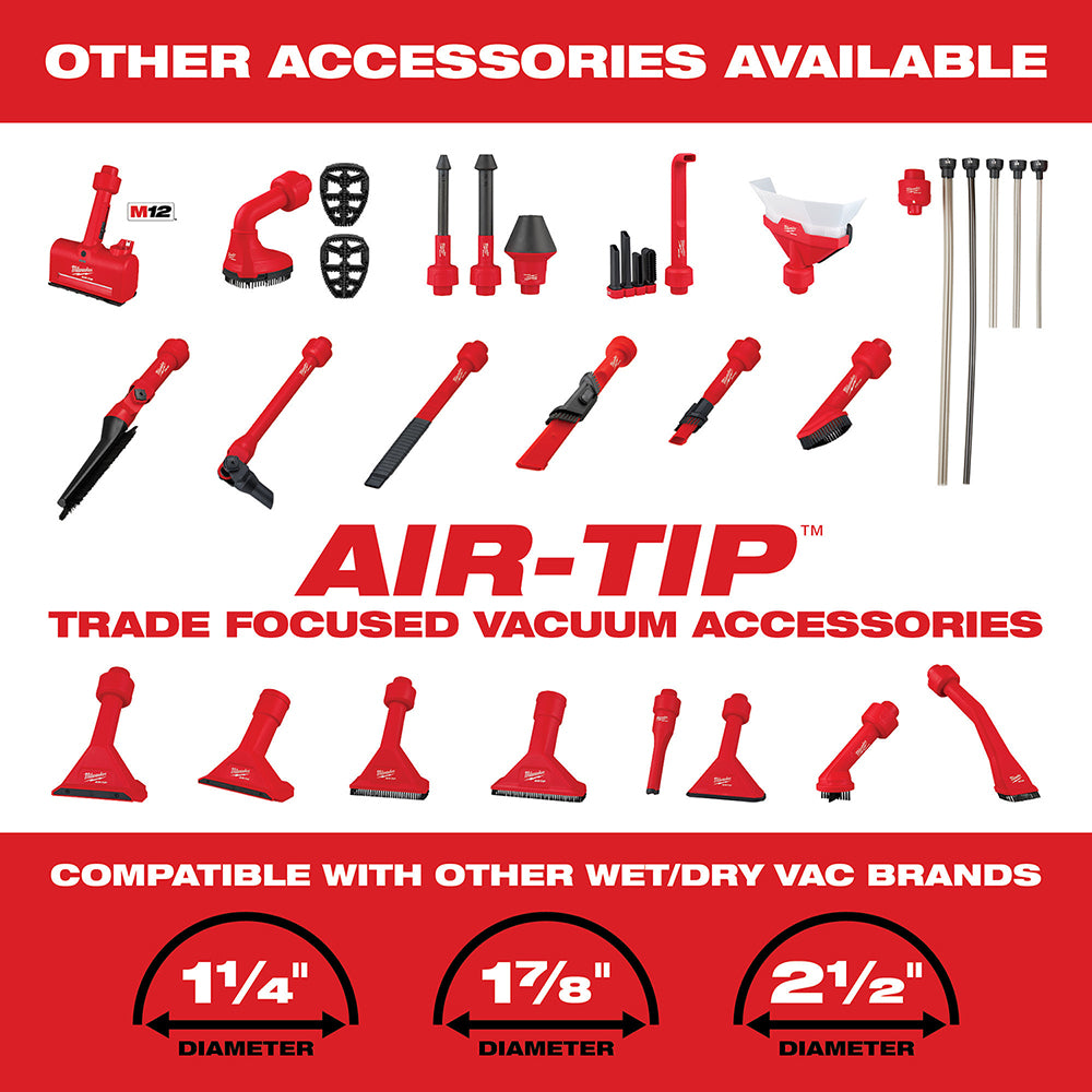 Milwaukee AIR-TIP 1-1/4 In. - 2-1/2 In. Pivoting Extension Wand Wet/Dry Shop Vacuum Attachment 12 97 Fs Home Depot Milwaukee AIR-TIP 1-1/4 In. - 2-1/2 In. Pivoting Extension Wand Wet/Dry Shop Vacuum Attachment 12 97 Fs Home Depot